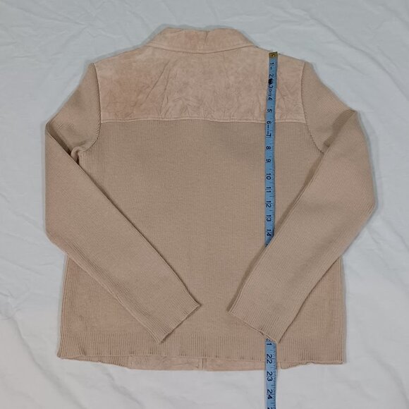 Coldwater Creek Jacket Womens Beige Petite Medium Suede Leather Knit Full Zip - Picture 4 of 10